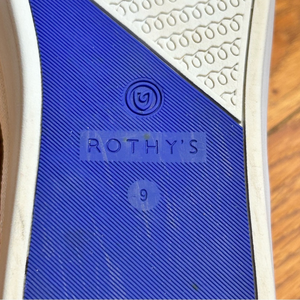 Rothy's White Slip-On Sneakers with Blue Insole and Trim - Picture 9 of 12